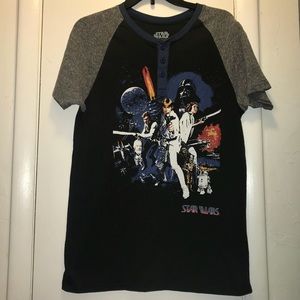 Fifthsun Star Wars Episode IV Movie Men's Black/Gray Henley T-Shirt SzM